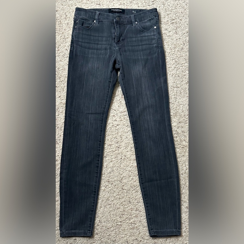 Liverpool Los Angeles Skinny Jeans Gray Wash Stretch Mid Rise Size 27